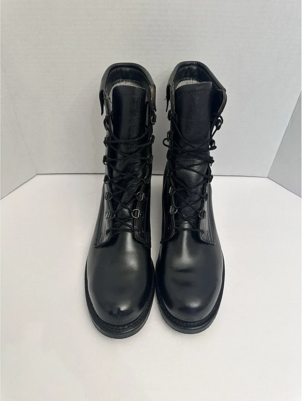 Vintage Cove Shoe Co. Steel Toe Combat Boots Size 10D - Black Leather 1985 EUC
